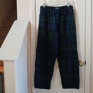 Polo Ralph Lauren flannel Pajama Pants Blue Green Tartan Plaid L Preppy Classic